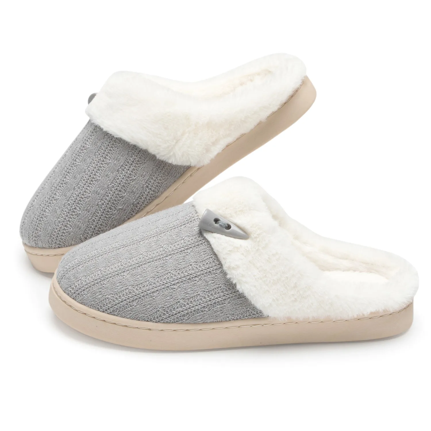 NineCiFun Women's Slip on Fuzzy Slippers Outdoor House Slippers Cotton Knit