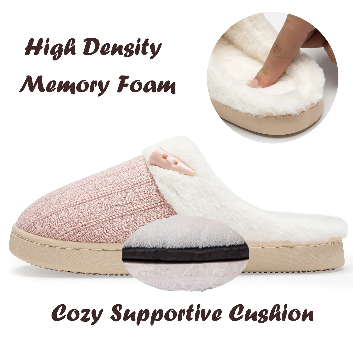NineCiFun Women's Slip on Fuzzy Slippers Outdoor House Slippers Cotton Knit