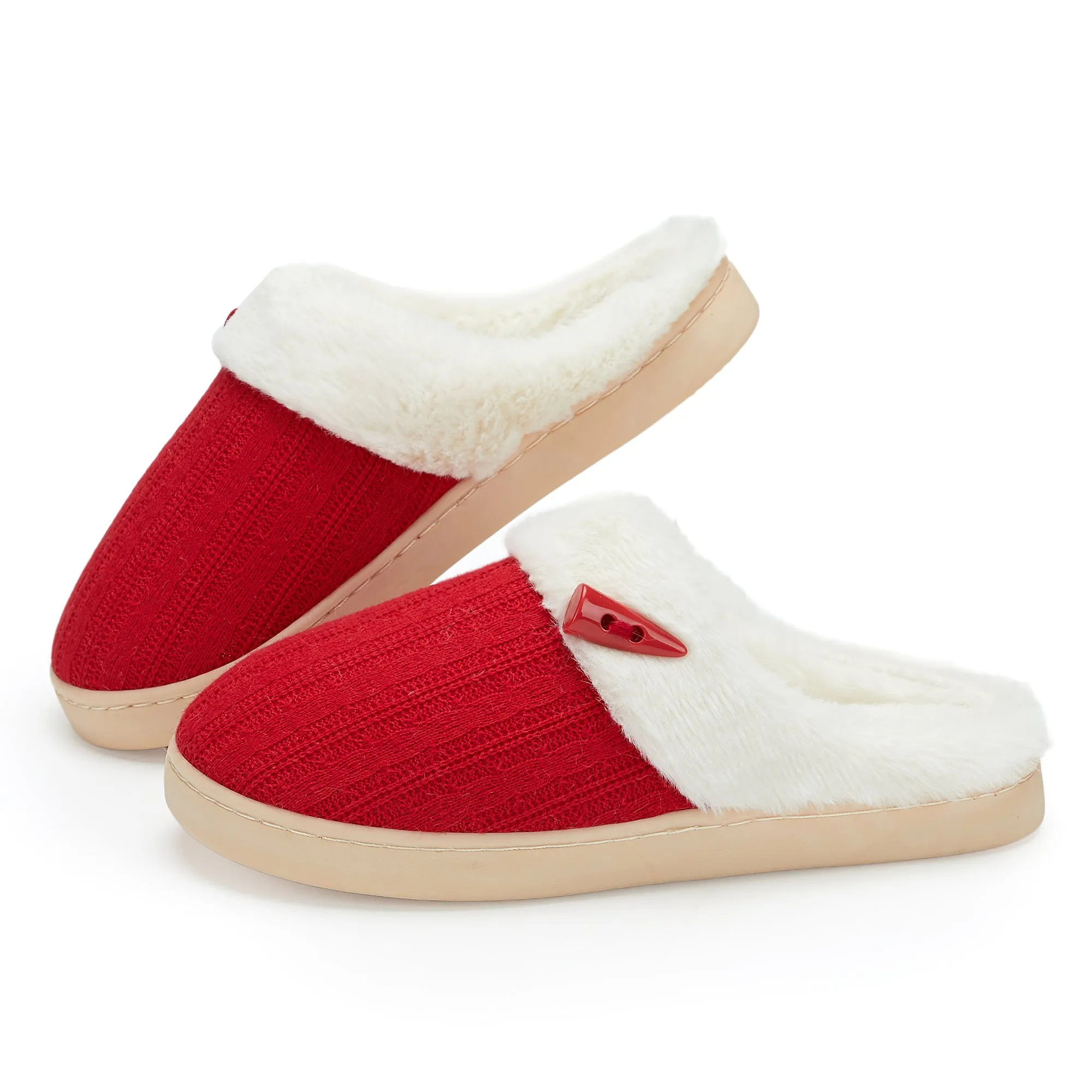 NineCiFun Women's Slip on Fuzzy Slippers Outdoor House Slippers Cotton Knit