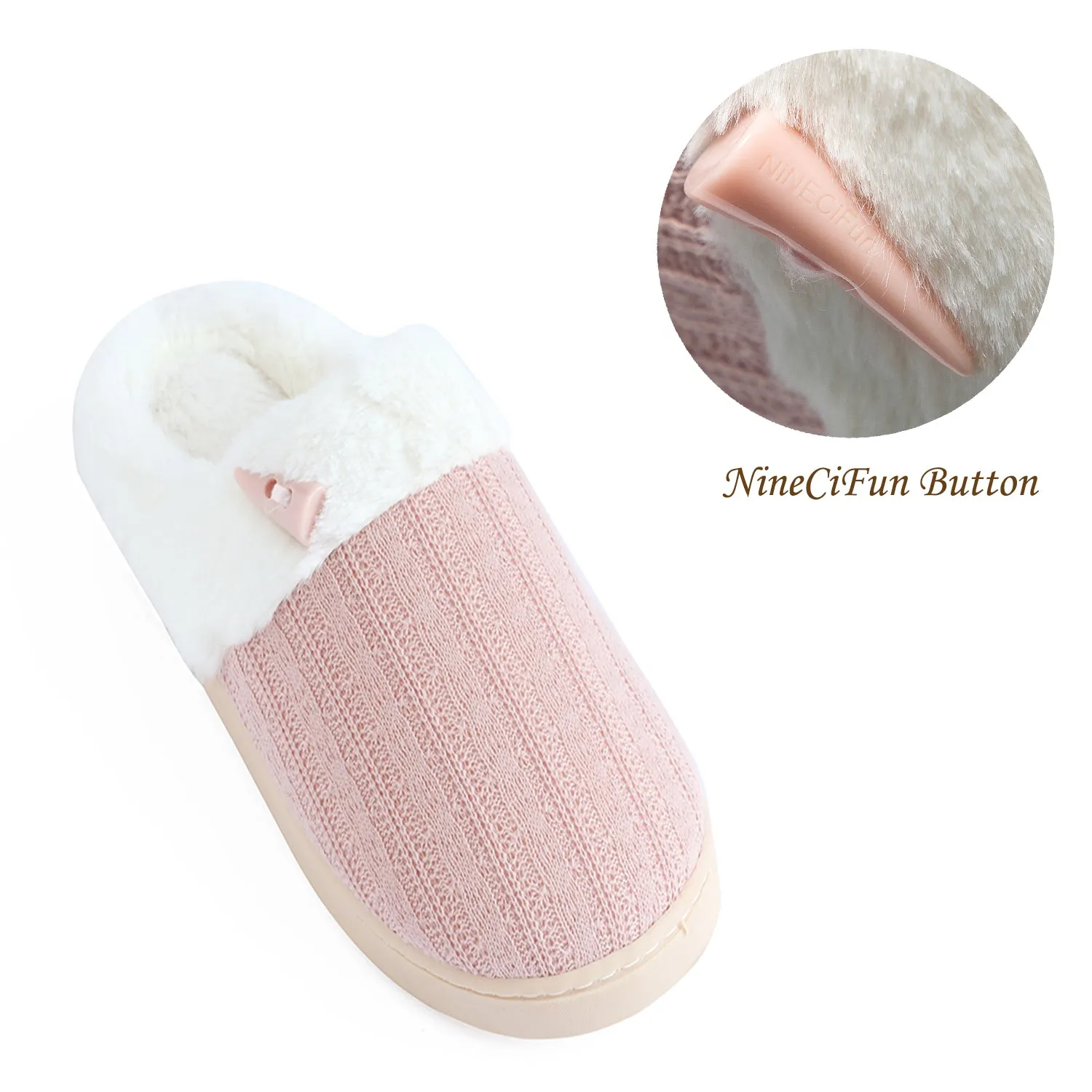 NineCiFun Women's Slip on Fuzzy Slippers Outdoor House Slippers Cotton Knit
