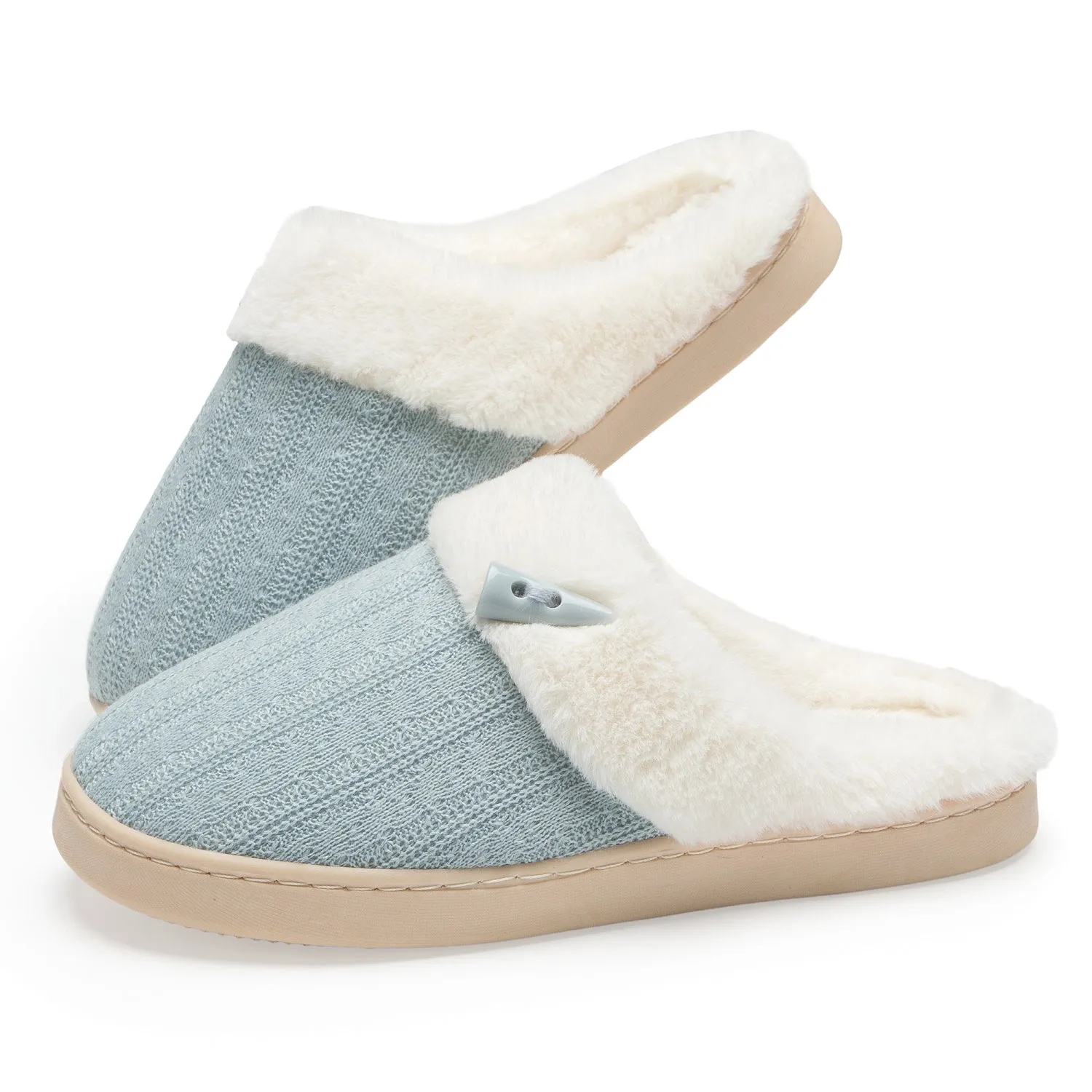 NineCiFun Women's Slip on Fuzzy Slippers Outdoor House Slippers Cotton Knit