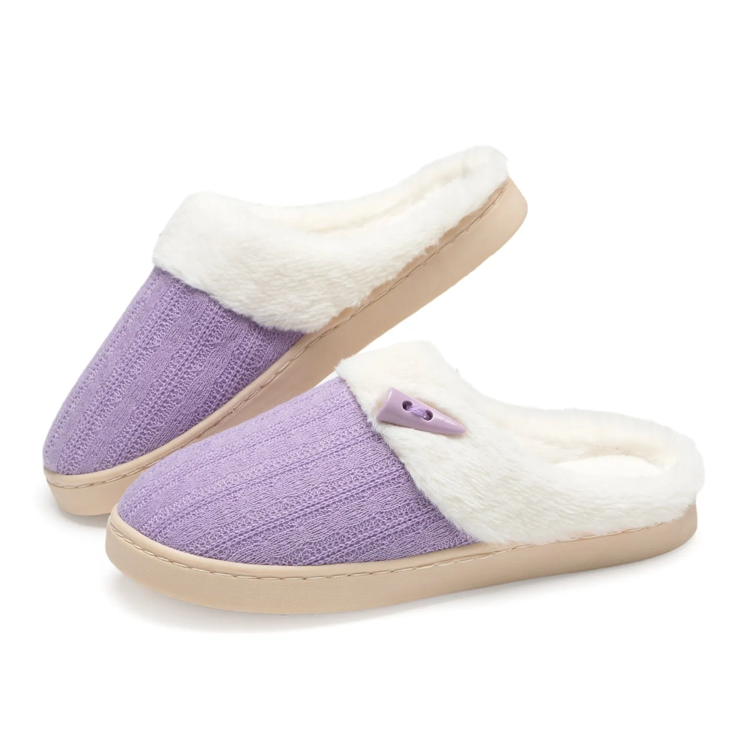 NineCiFun Women's Slip on Fuzzy Slippers Outdoor House Slippers Cotton Knit