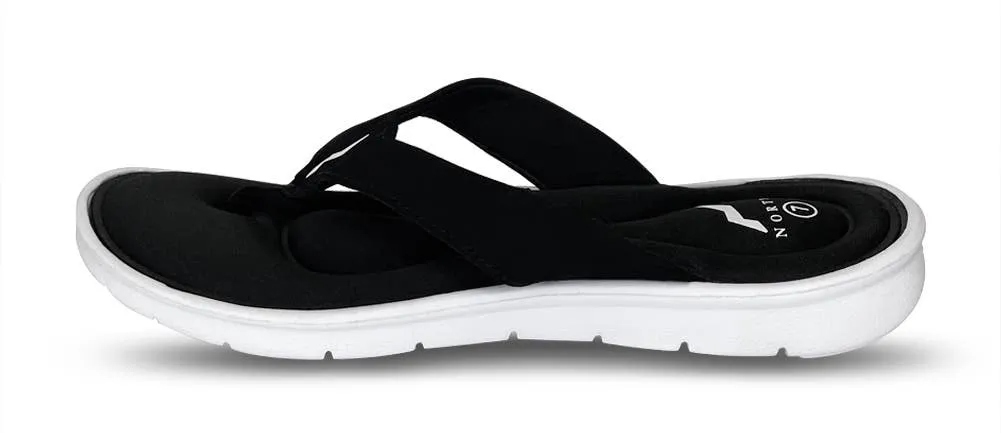 Norty WOMENS 6-11 MEMORY FOAM SANDAL BLACK WHITE
