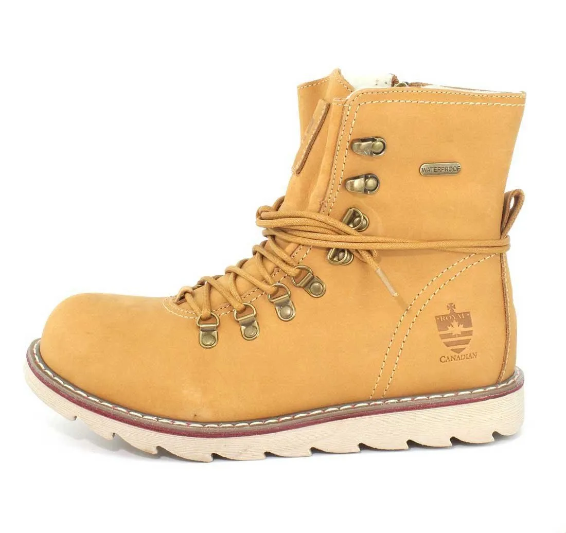 Royal Canadian Men's Aldershot Waterproof Boots in Tan, Waterproof Minus 30°C Cold Rated Thermal Insulation Sherpa Lining Memory Foam Insole Side Zip! Sz 11.5! Retails $250 