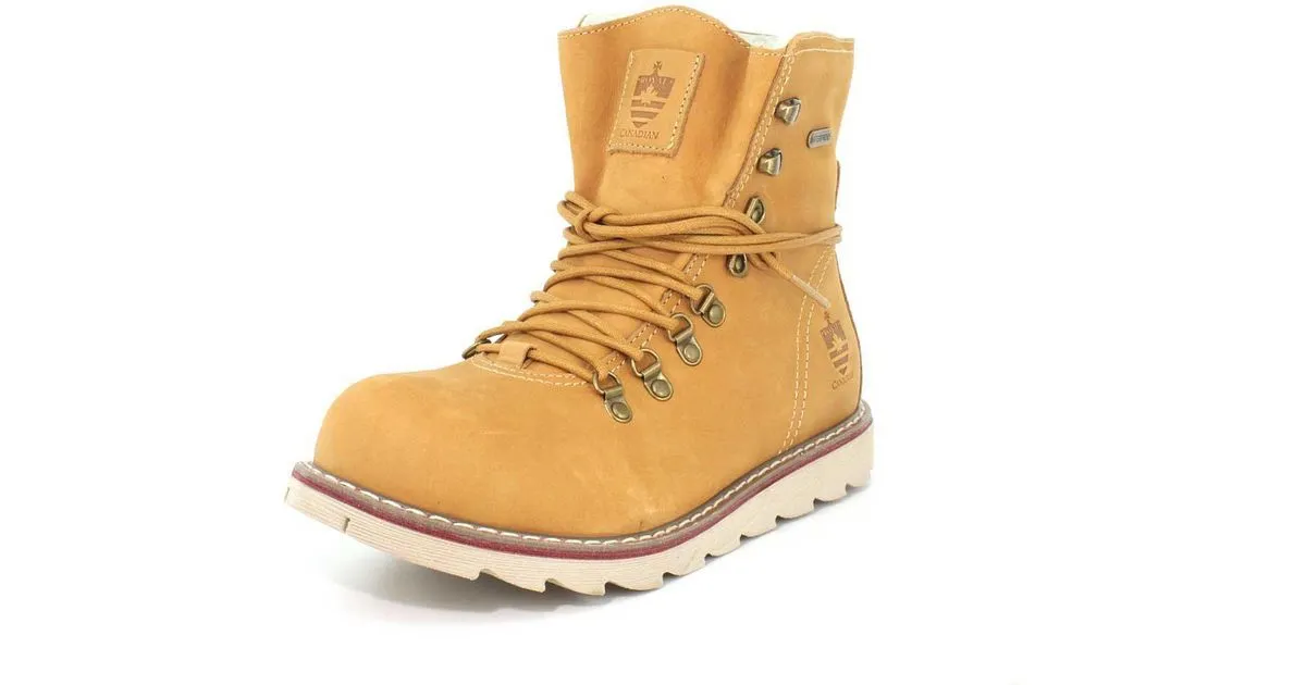 Royal Canadian Men's Aldershot Waterproof Boots in Tan, Waterproof Minus 30°C Cold Rated Thermal Insulation Sherpa Lining Memory Foam Insole Side Zip! Sz 11.5! Retails $250 