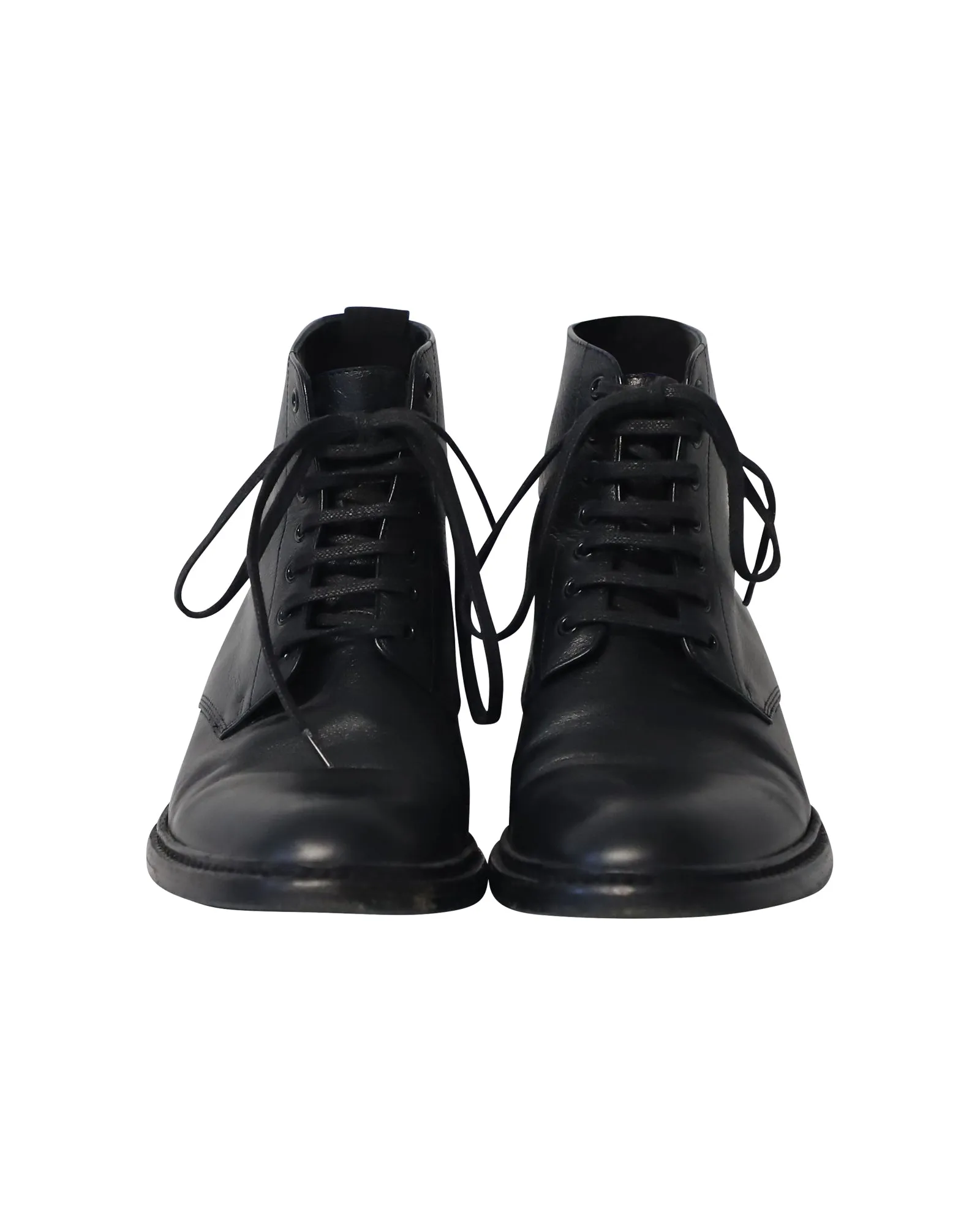 Saint Laurent Army Lace-Up Boots in Black Leather