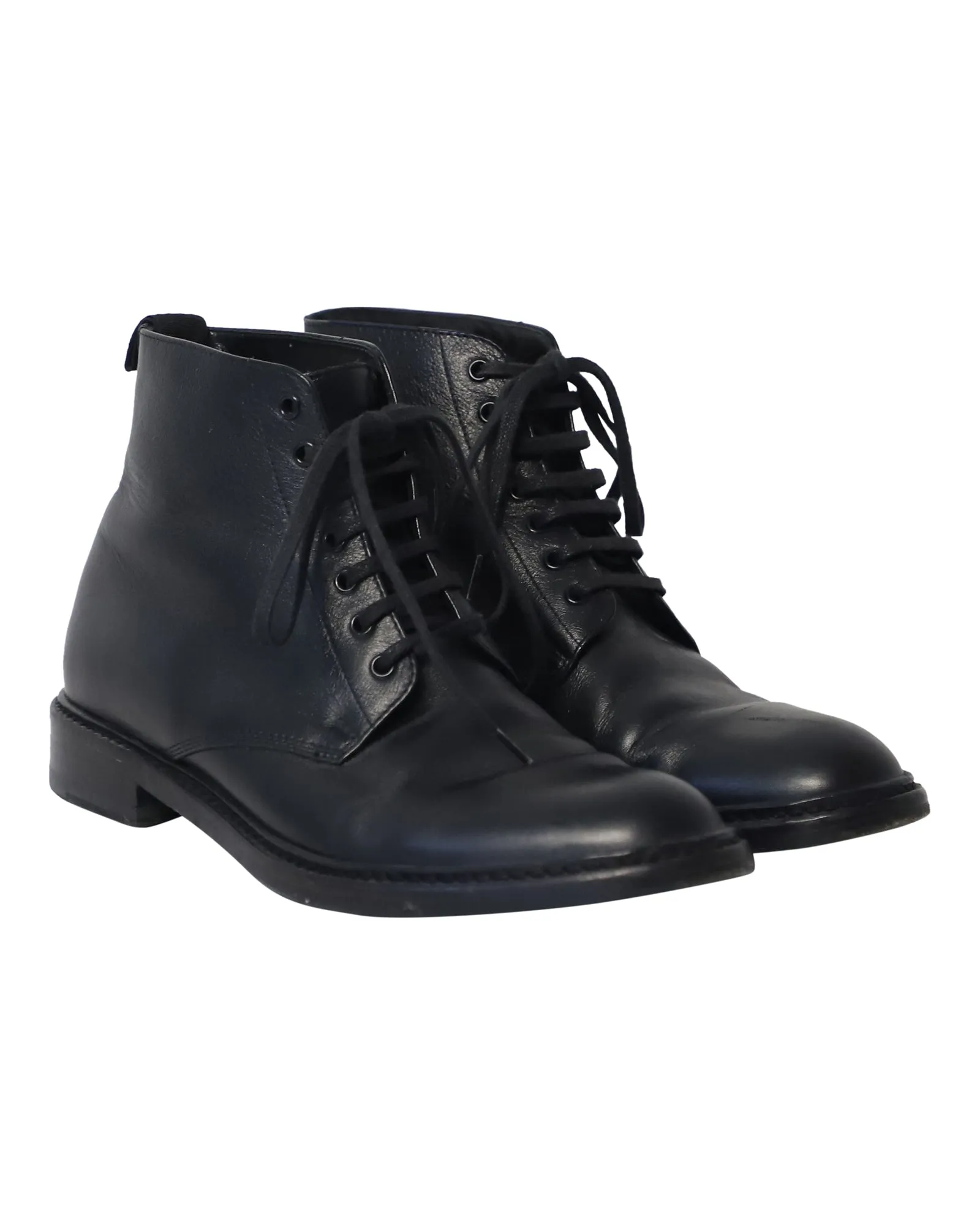 Saint Laurent Army Lace-Up Boots in Black Leather
