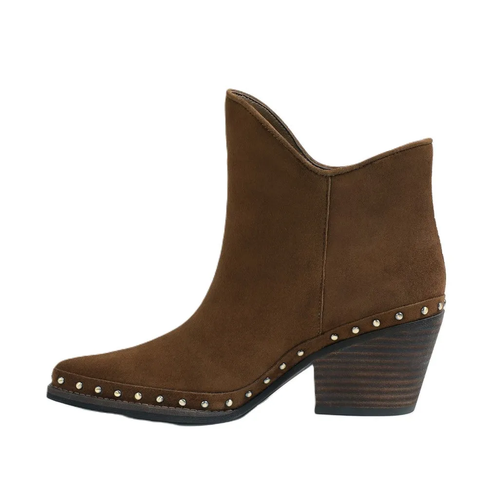 Sam Edelman Willie Pointed Toe Western Block Heel Womens Fringe Ankle Bootie