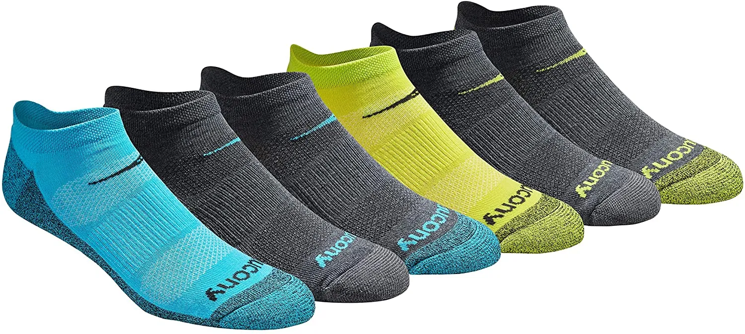Saucony Men's Multi-Pack Mesh Ventilating Comfort Fit Performance No-Show Socks