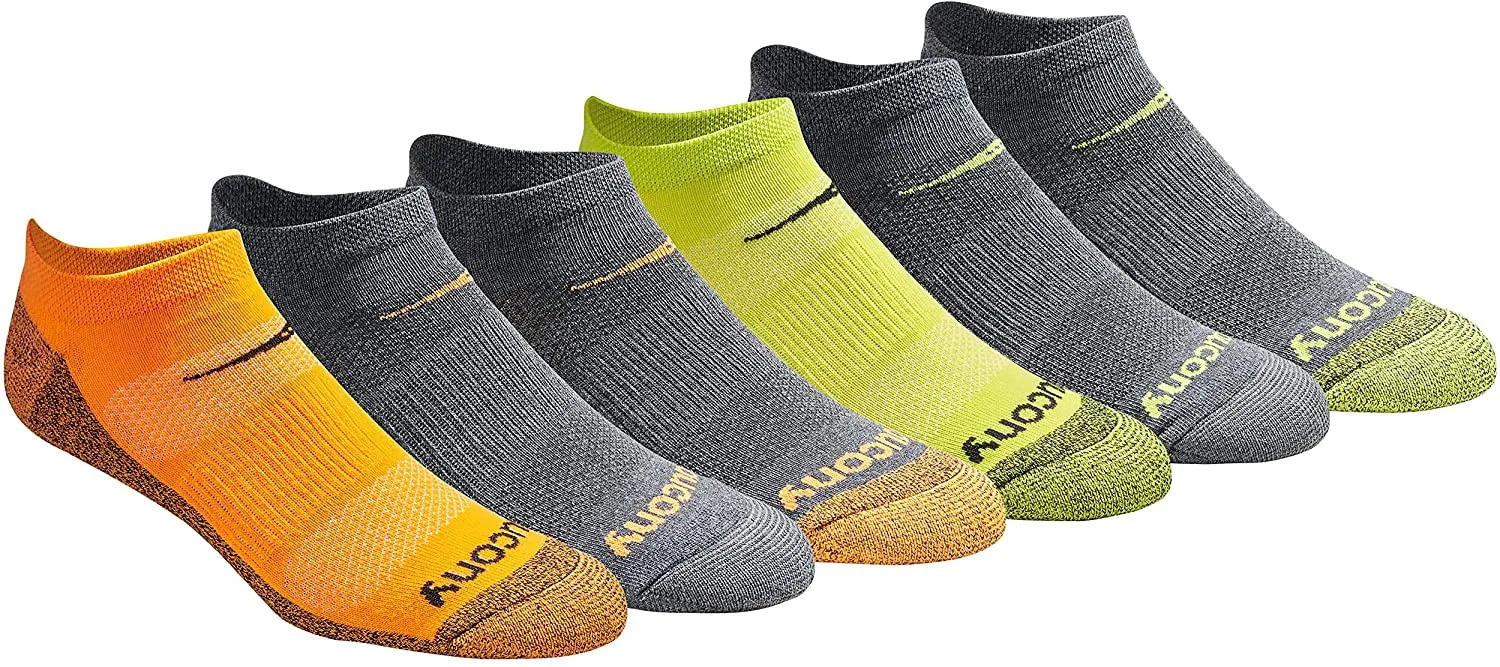 Saucony Men's Multi-Pack Mesh Ventilating Comfort Fit Performance No-Show Socks