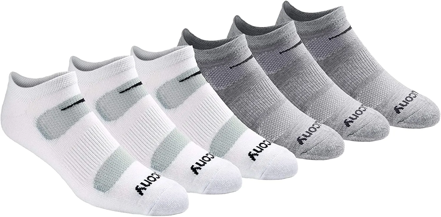 Saucony Men's Multi-Pack Mesh Ventilating Comfort Fit Performance No-Show Socks
