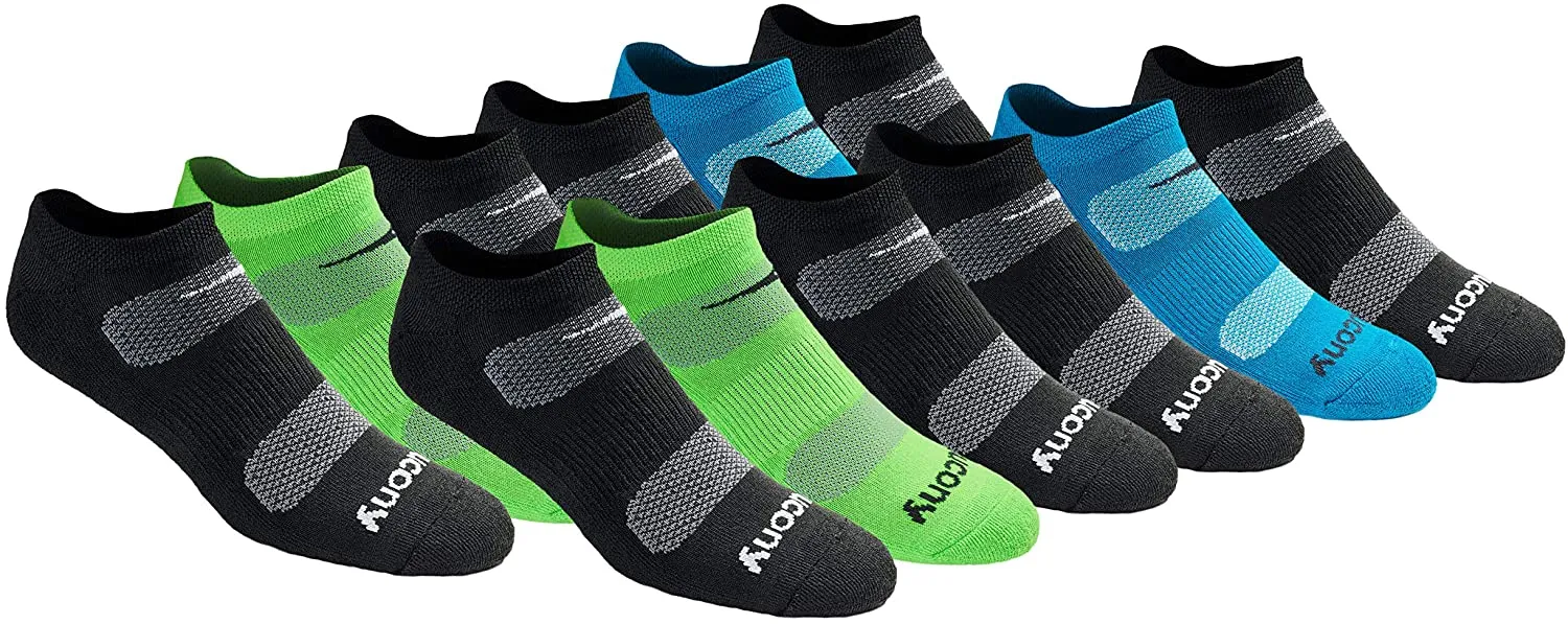 Saucony Men's Multi-Pack Mesh Ventilating Comfort Fit Performance No-Show Socks
