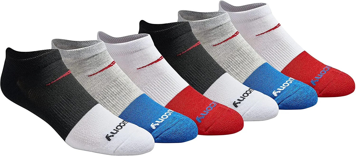 Saucony Men's Multi-Pack Mesh Ventilating Comfort Fit Performance No-Show Socks