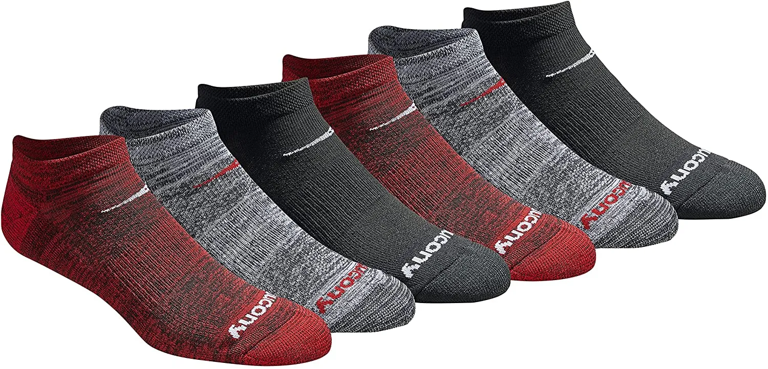 Saucony Men's Multi-Pack Mesh Ventilating Comfort Fit Performance No-Show Socks