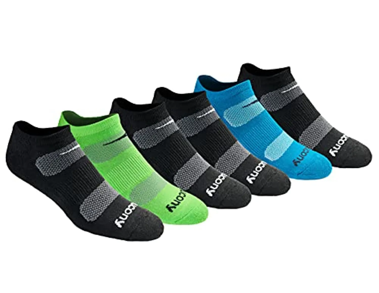 Saucony Men's Multi-Pack Mesh Ventilating Comfort Fit Performance No-Show Socks