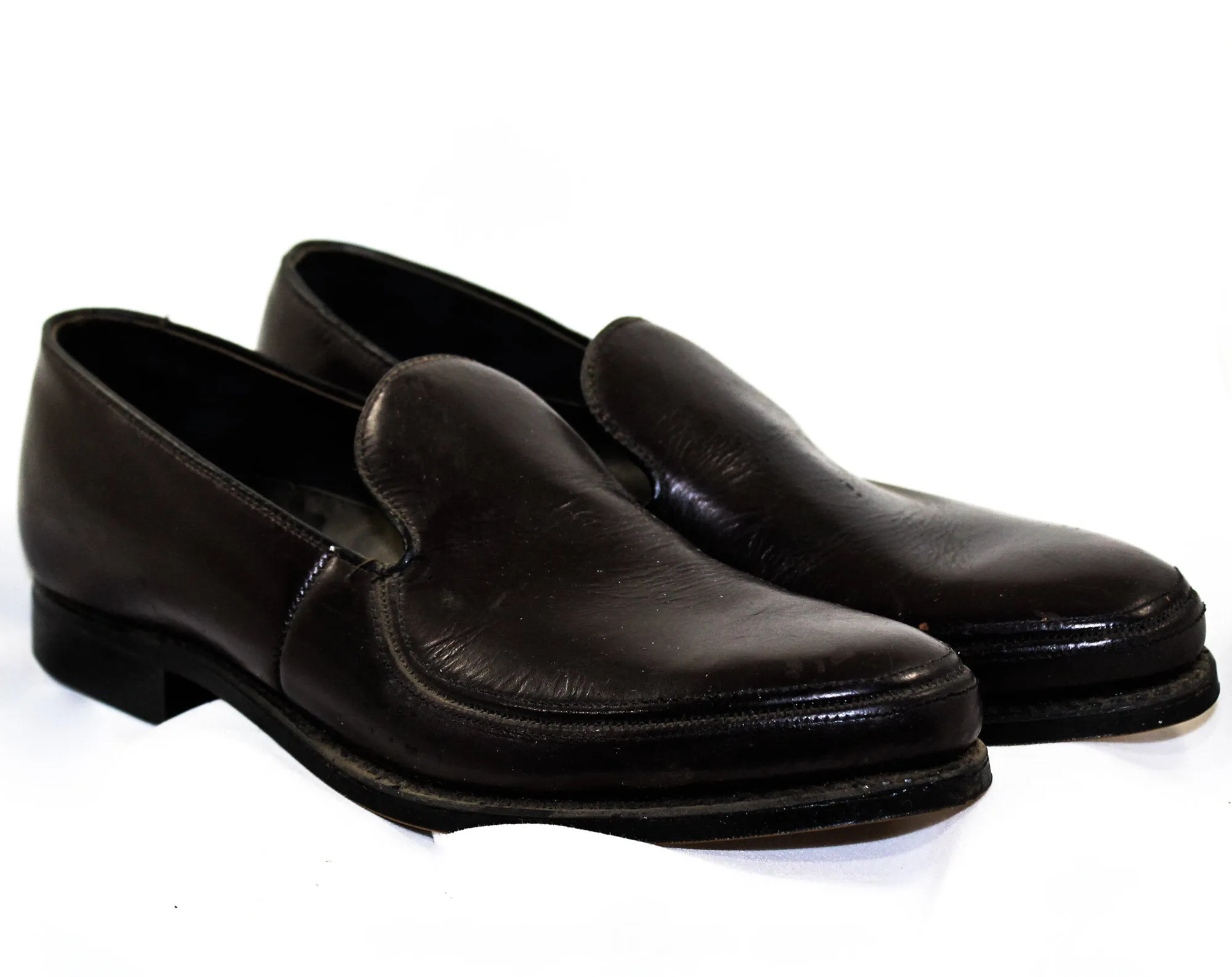 Size 4.5 Boys Dress Shoes - Nice Quality 1950s 60s Dark Brown Leather Loafers - Child Size Boy's 4 1/2 - Slip On Shoe - Deadstock in Box NIB