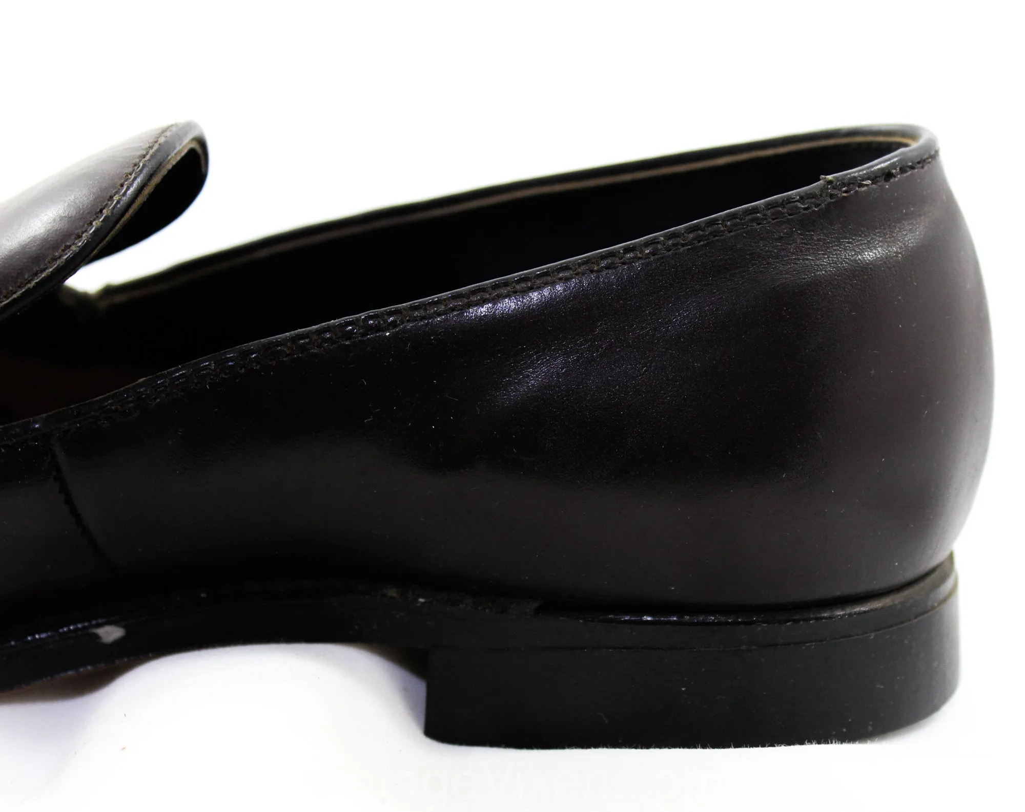Size 4.5 Boys Dress Shoes - Nice Quality 1950s 60s Dark Brown Leather Loafers - Child Size Boy's 4 1/2 - Slip On Shoe - Deadstock in Box NIB
