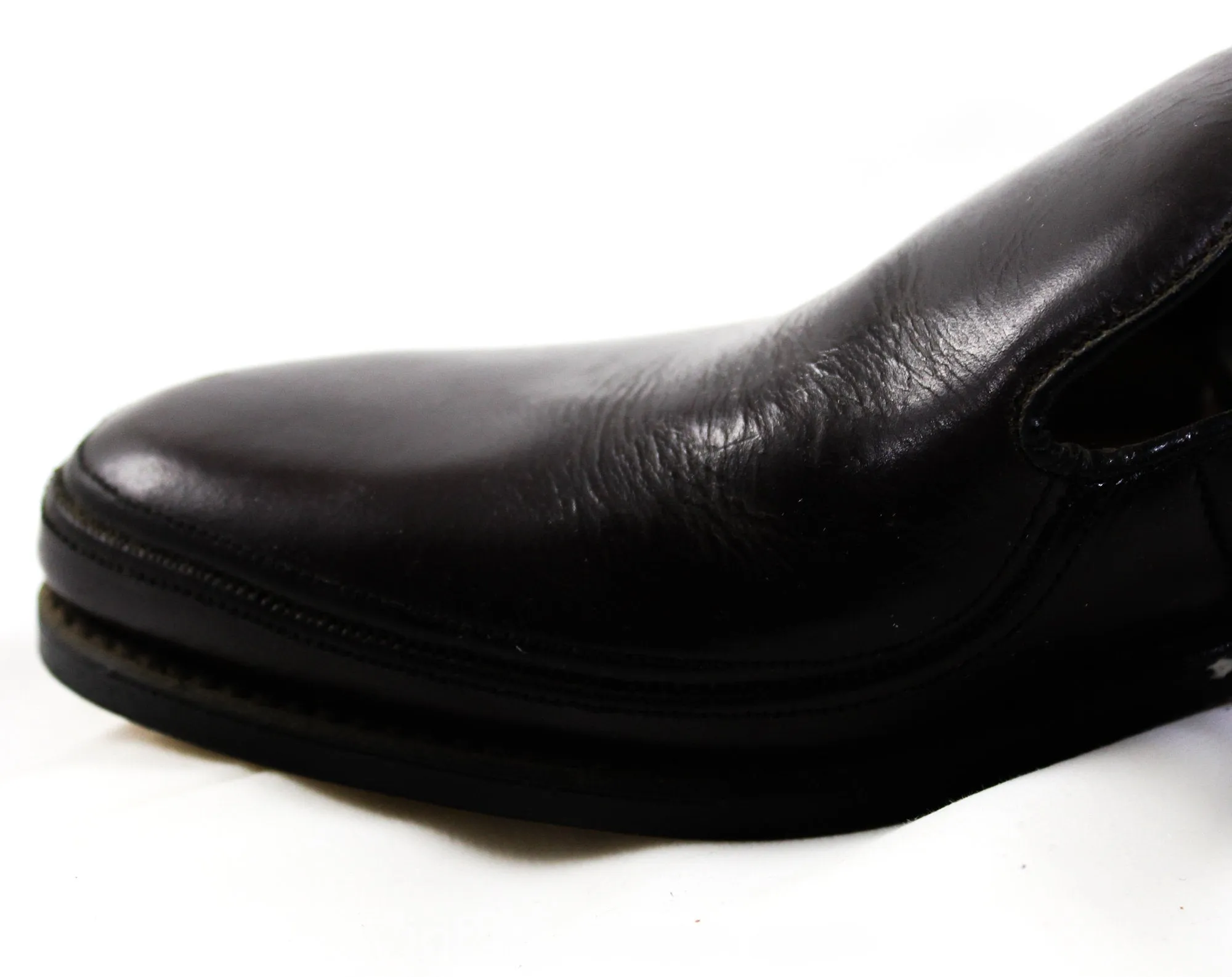 Size 4.5 Boys Dress Shoes - Nice Quality 1950s 60s Dark Brown Leather Loafers - Child Size Boy's 4 1/2 - Slip On Shoe - Deadstock in Box NIB