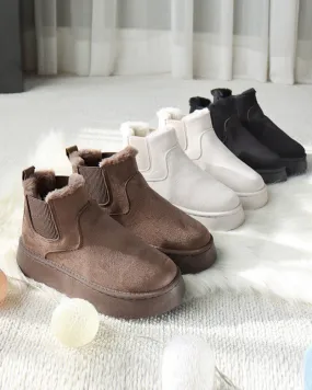 Thick-soled solid color snow boots