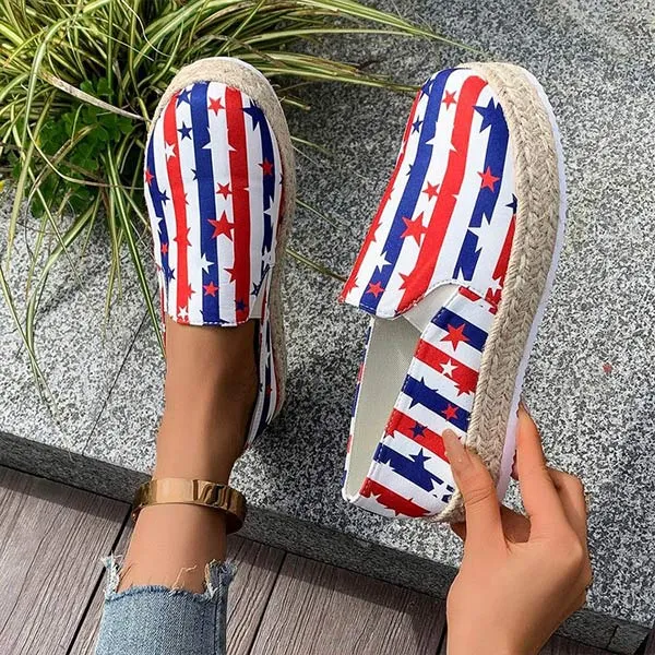 Women's Printed Espadrille Platform Loafers 85801681C