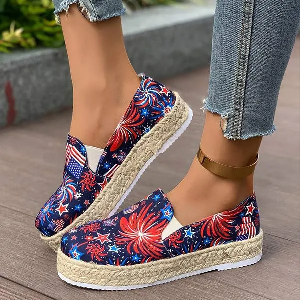Women's Printed Espadrille Platform Loafers 85801681C