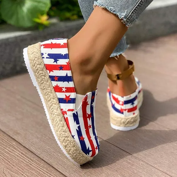 Women's Printed Espadrille Platform Loafers 85801681C