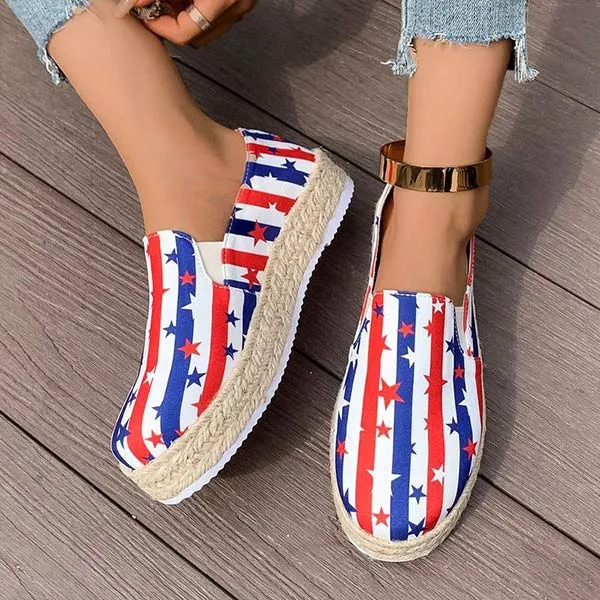 Women's Printed Espadrille Platform Loafers 85801681C