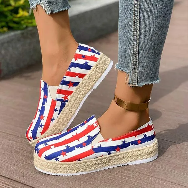 Women's Printed Espadrille Platform Loafers 85801681C