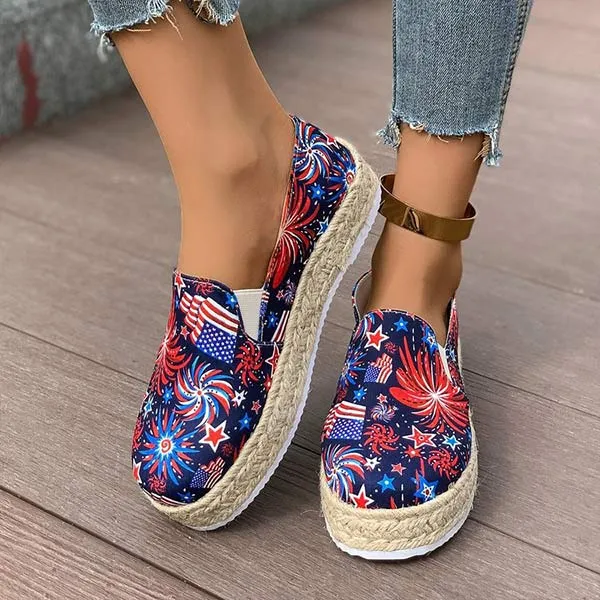 Women's Printed Espadrille Platform Loafers 85801681C
