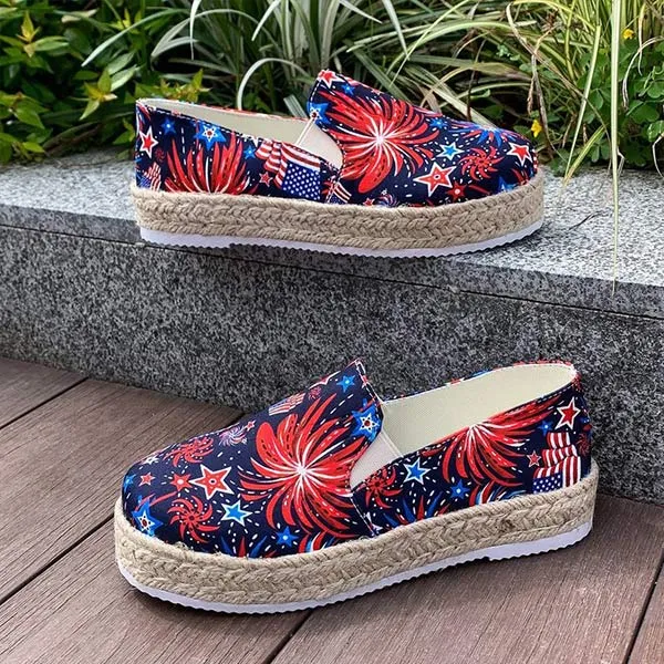 Women's Printed Espadrille Platform Loafers 85801681C