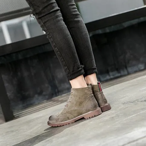 Women's Suede Lace Up Brogue Boots