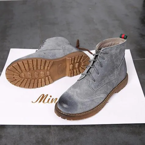 Women's Suede Lace Up Brogue Boots