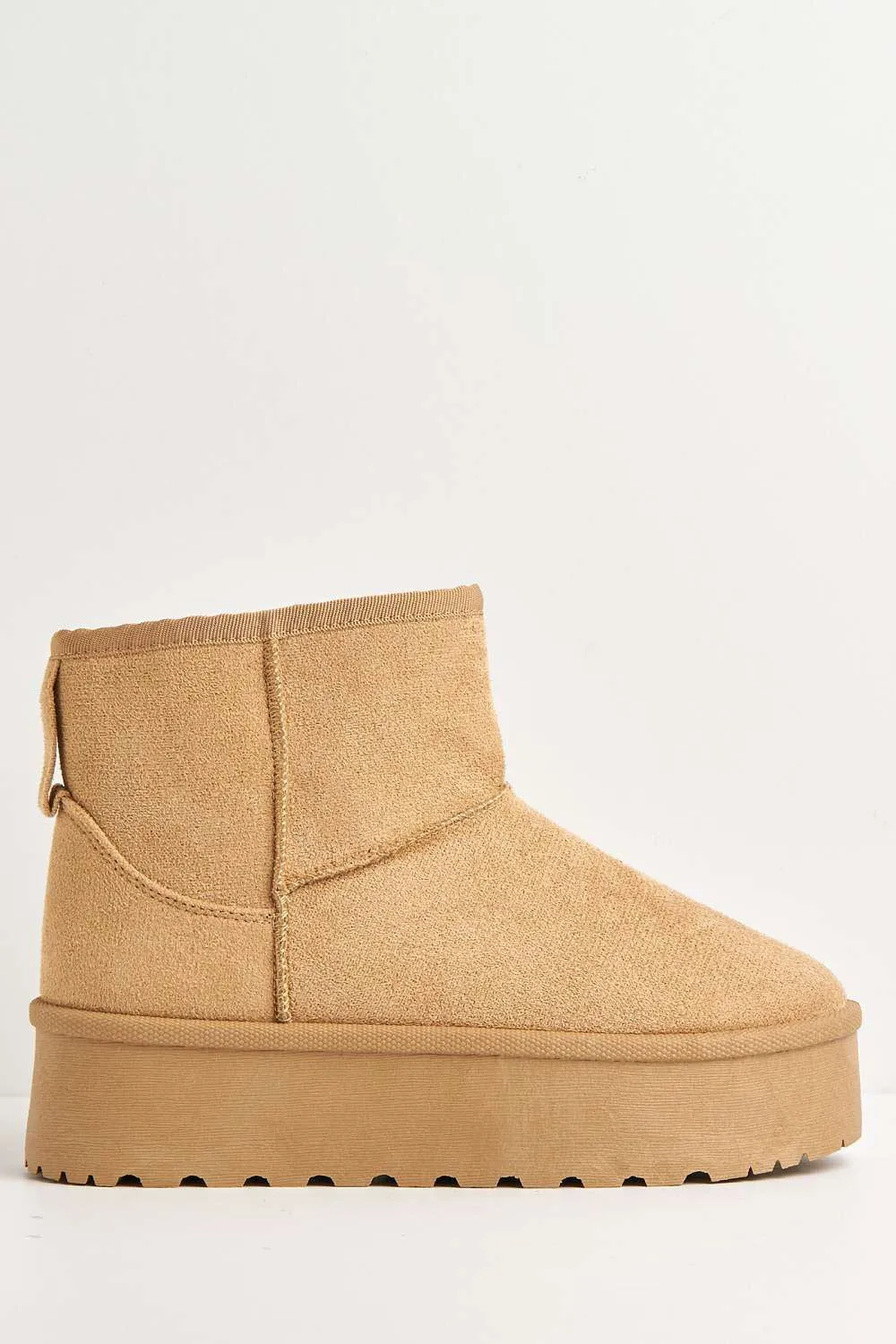 Yulla Flatform Faux Fur Lining Flatform Ankle Boots in Sand
